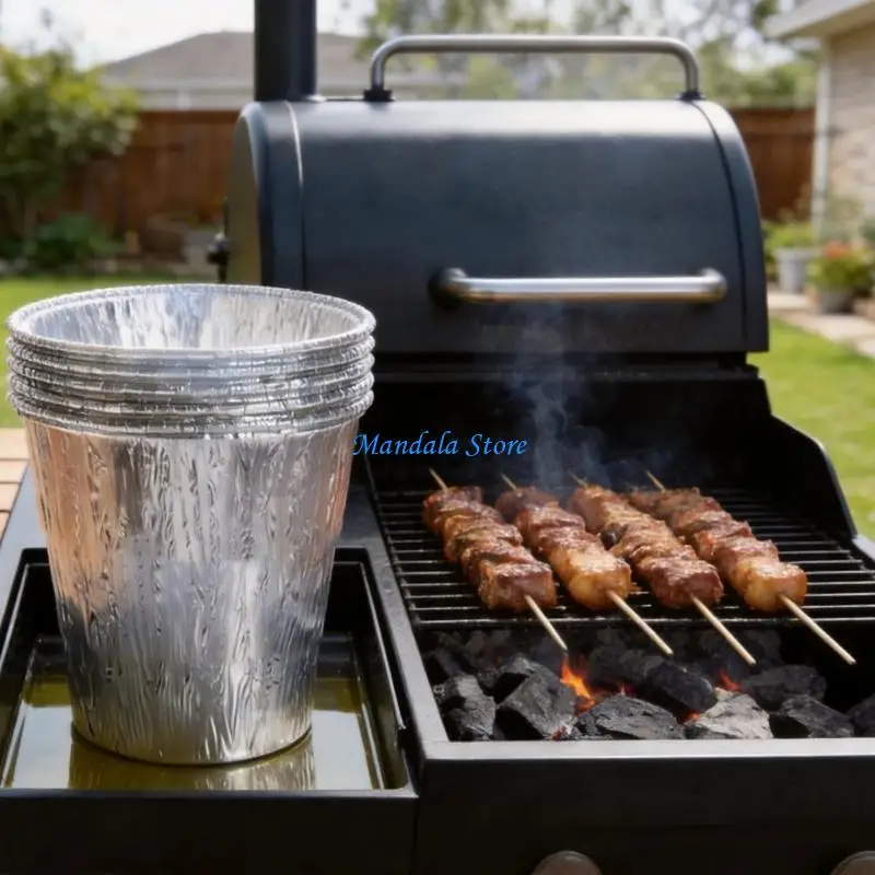 U2JC Heat Resistant Grease Bucket and 20 Disposable Liners Set For Outdoor Cooking