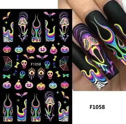 2024 Y2K New Halloween Nail Stickers Abstract Cartoon Ghost Stickers For Nails Skull Pumpkin Cat Nail Art Decoration DlY Sticker