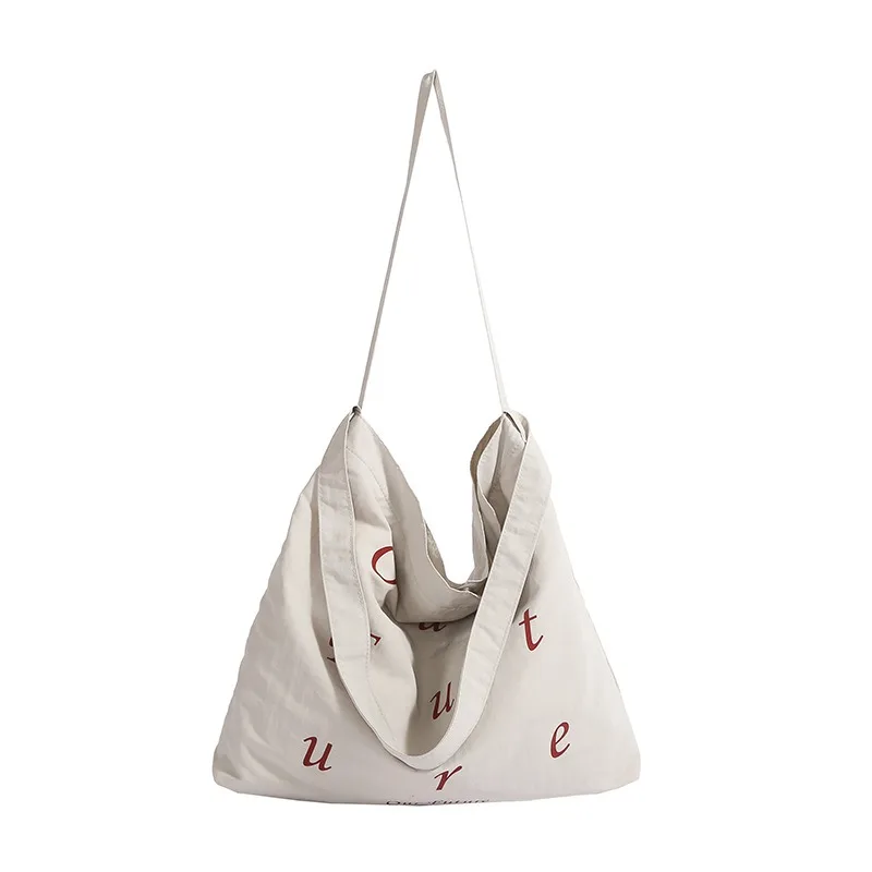 

Модная повседневная сумка через плечо с буквенным принтом, маленькая свежая стильная однотонная сумка-тоут для покупок, легкая милая сумка через плечо для девочек
