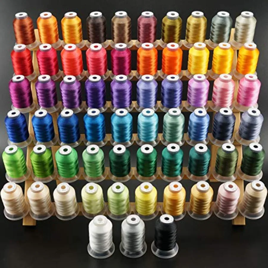 

63 Colors Compatible with Brother Polyester Embroidery Machine Thread Kit 500M 550Y Each Spool Compatible with Brother Babylock