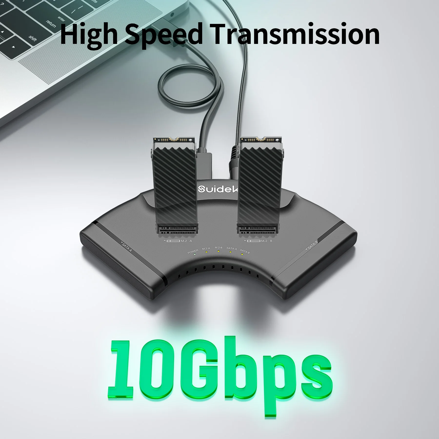 USB-C Dock HDD SSD de 4 unidades de 10Gbps con adaptador Dual M.2 NVMe SATA estaciones de acoplamiento de disco duro UASP TRIM para Windows Mac Linux