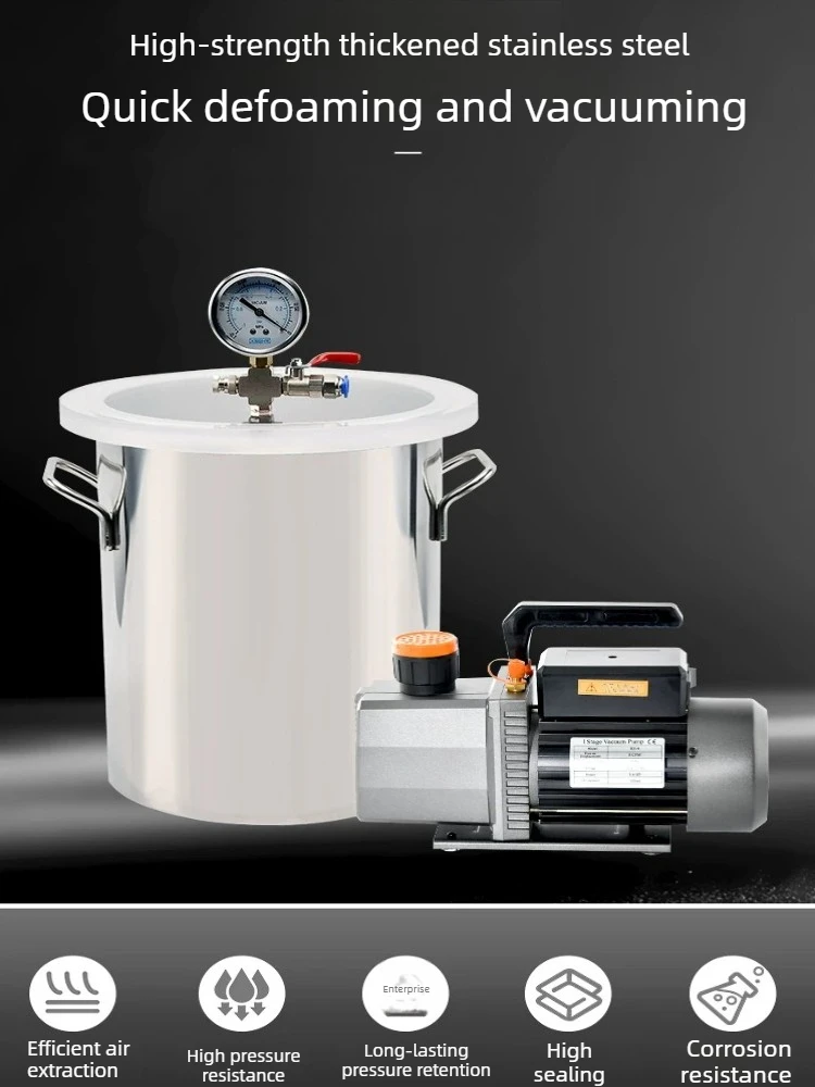 Stainless Steel Vacuum Defoaming Pressure Tank, Adhesive Storage Defoaming Drying Vacuum Sealing Tank with Vacuum Pump