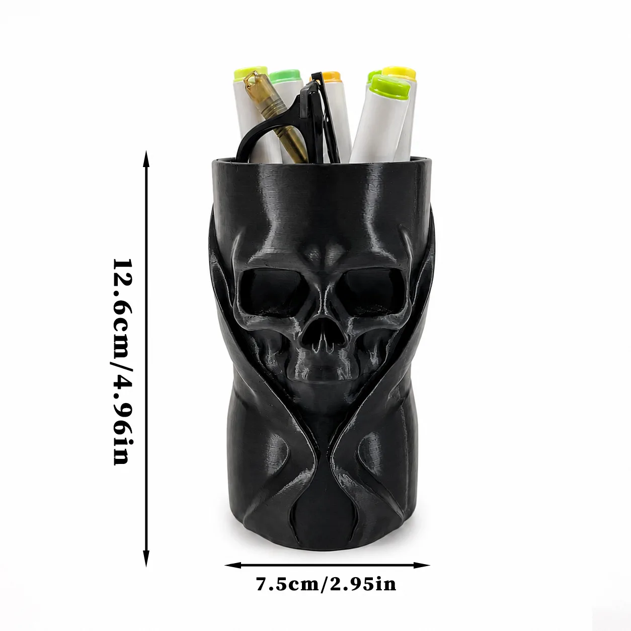 3D Printed Vintage Gothic Reaper Figurine Pen Holder Multifunctional Desktop Stationery Decor Study Office Gift for Students