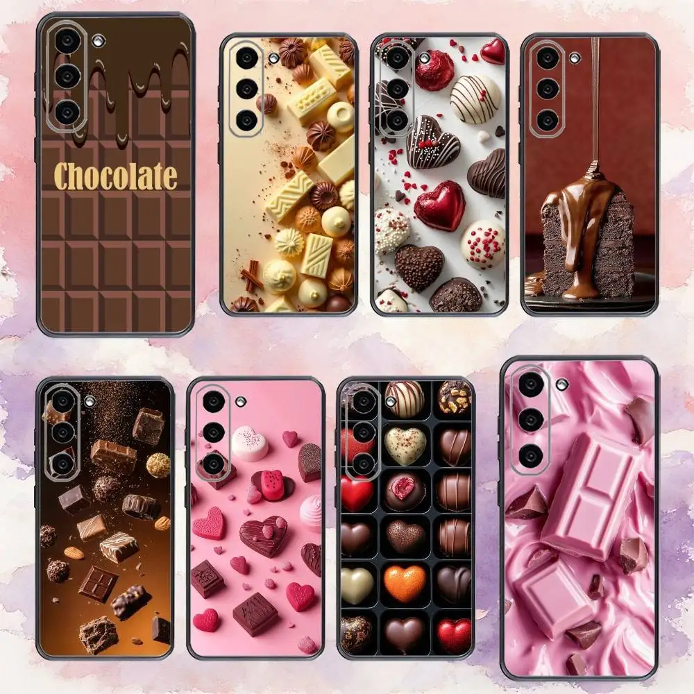 حافظة هاتف سي شوكولاتة لهاتف سامسونج جالاكسي A73، A72، A71، A70، A53، A52، A51، غطاء أسود ناعم آخر