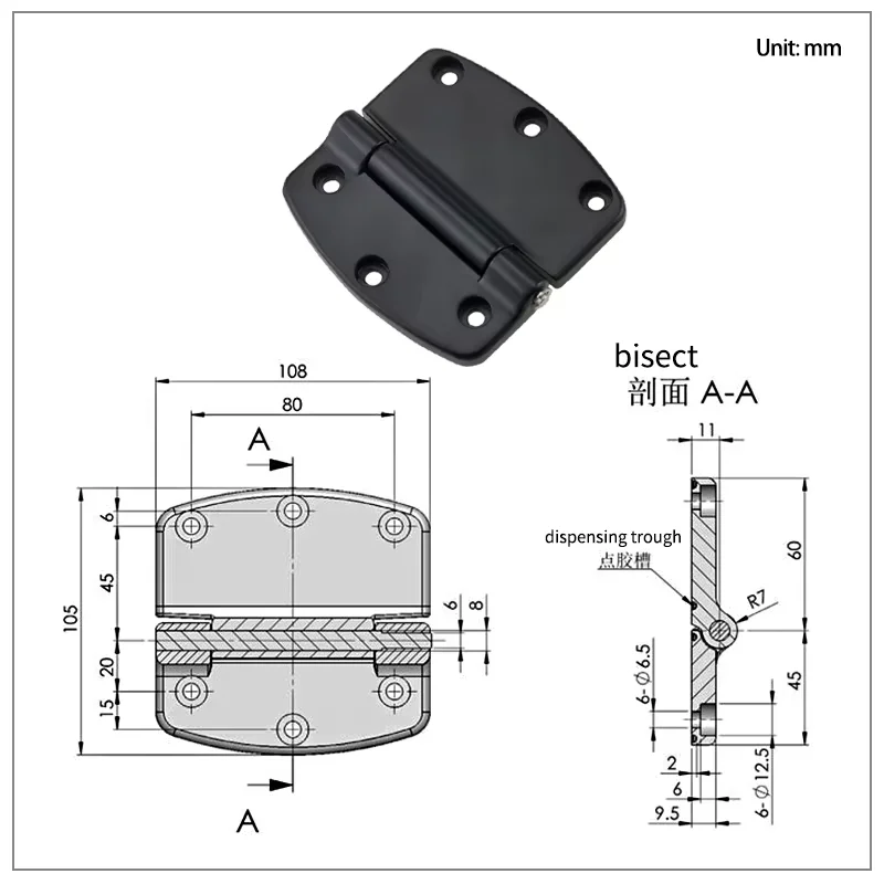 Black Iron Heavy-Duty Hinges for Industrial Electrical Machinery Outdoor Loading Doors Hardware Durable Equipment Grade