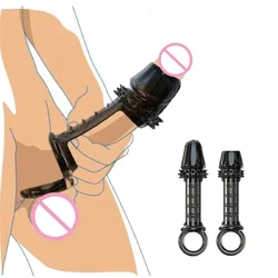 Silicone Reusable Penis Sleeve Penis Enlargement Extender Cock Sleeve Delay Ejaculation Cock Ring Adult Game Sex Toys For Men