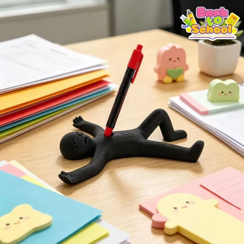 Creative Stick Figure Pen Holder 3D Printed Desktop Pen Stand Office Desk Decor Novelty Stationery Organizer Gift