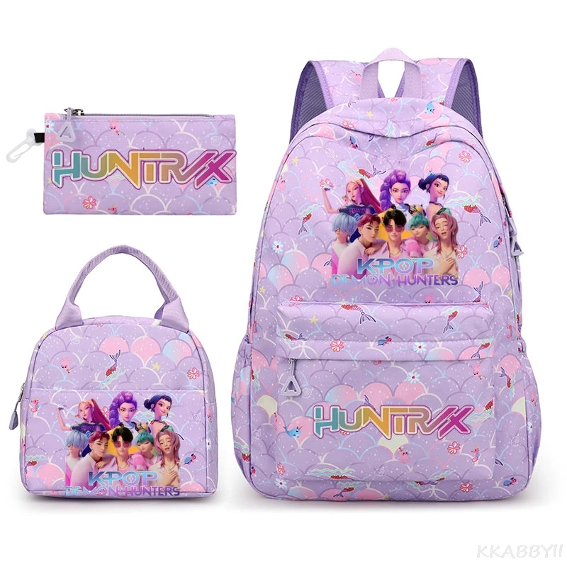 3Pcs/set Backpack Rumi Mira Zoey Print Backpack Anime for Students School Bags with Lunch Bag Pencil Case