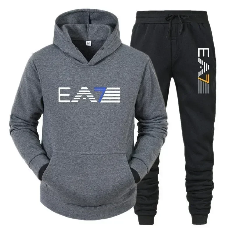 

Men's sportswear set fashionable and casual autumn and winter men's sweatshirt + long pants two-piece set, brand-new outdoor ba