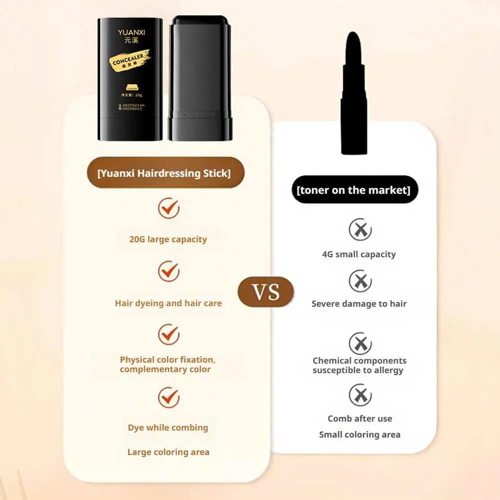 3 ألوان من عصا الشعر ذات المظهر الطبيعي لتغطية الشعر الأبيض، تلوين سريع ناعم غير يتلاشى، عصا صبغ الشعر بجذور يمكن التخلص منها