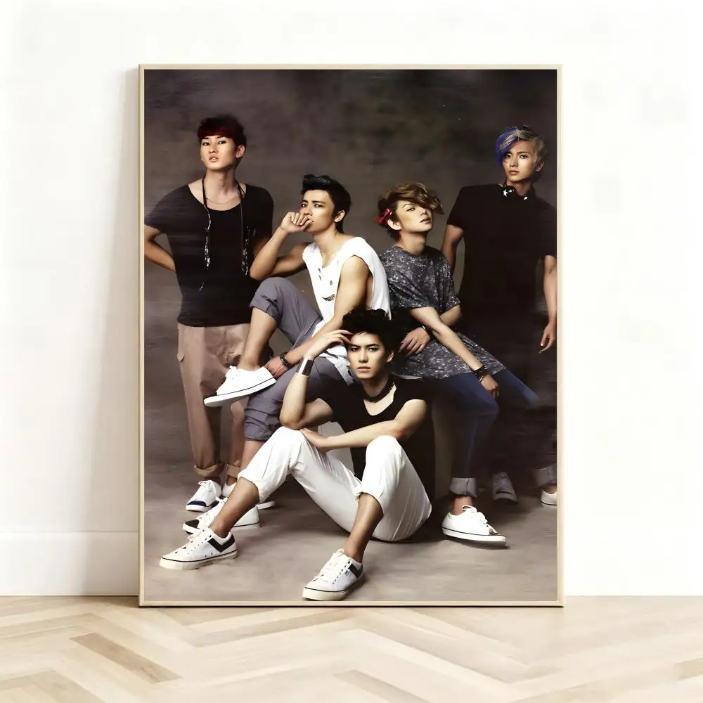 Legendary Idol Group S-Super Junior Poster Classic Self-Adhesive PP Wall Sticker for Living Room Bar Decor Gift