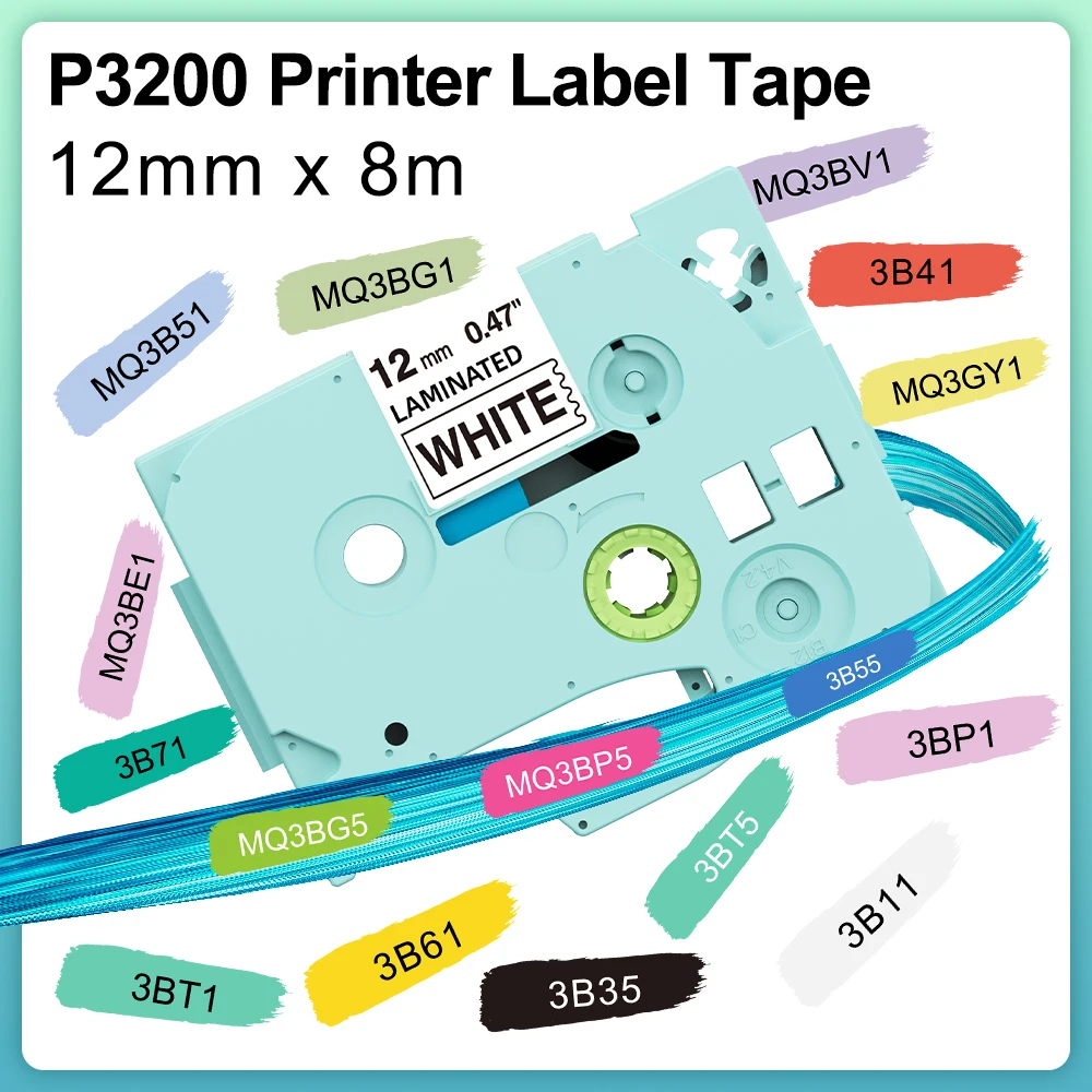 Vixic 12mm Compatible Label Tape Replacement for TZ231 Laminated Label Maker Tape for PT D200 D210 Vixic P3200 D210S