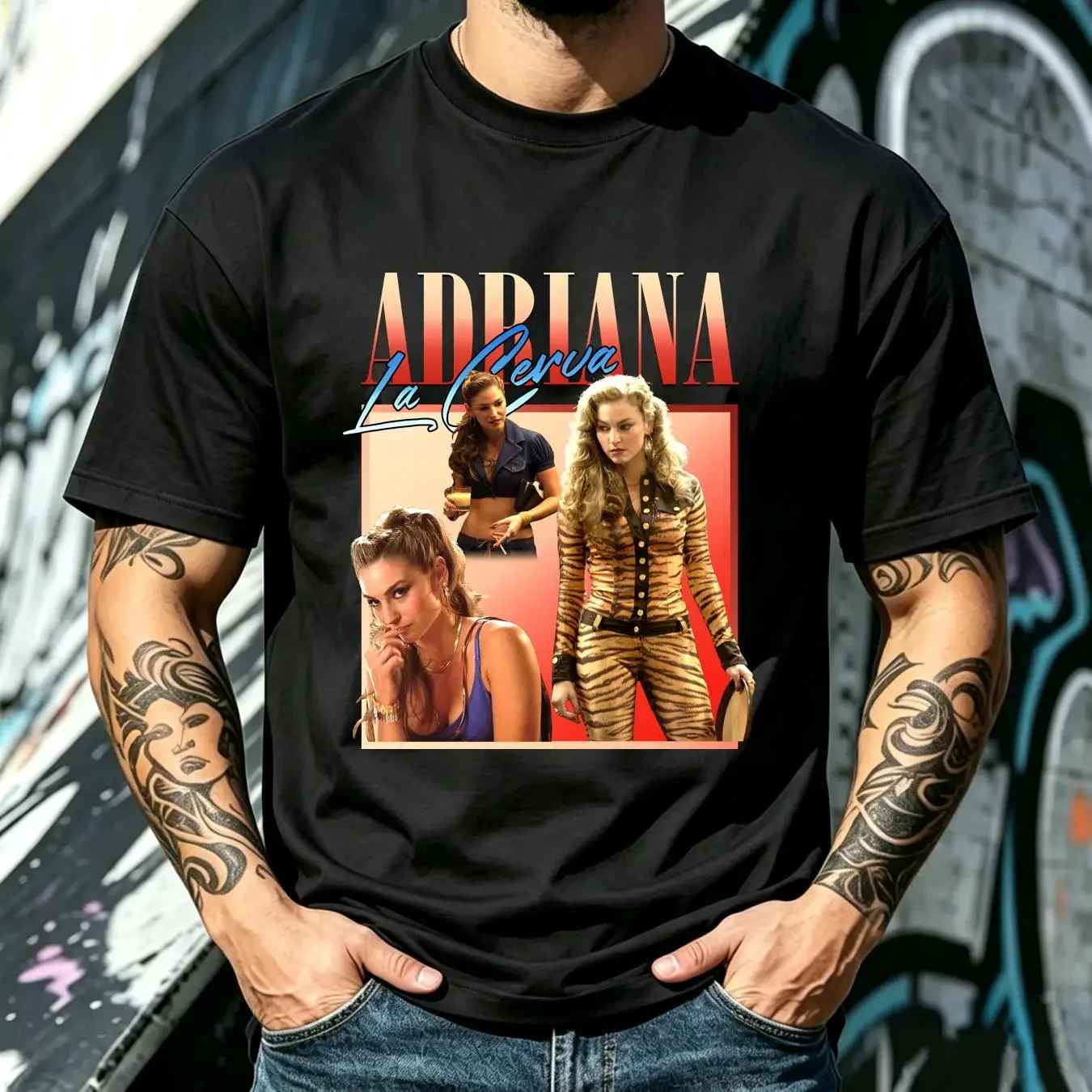 washed T Shirt ADRIANA LA CERVA Homage For Sopranos Fans Chris Moltisanti Girlfriend long sleeves vintage Washed Breathable