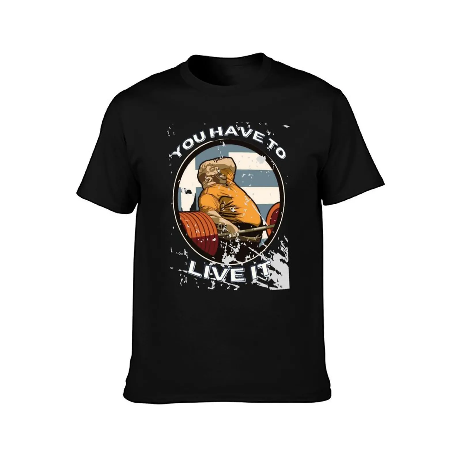 kyriakos grizzly _You Have to Live it_ T-Shirt, Summer Casual Cotton Tee, Oversized Streetwear Tops, Vintage Graphic Print