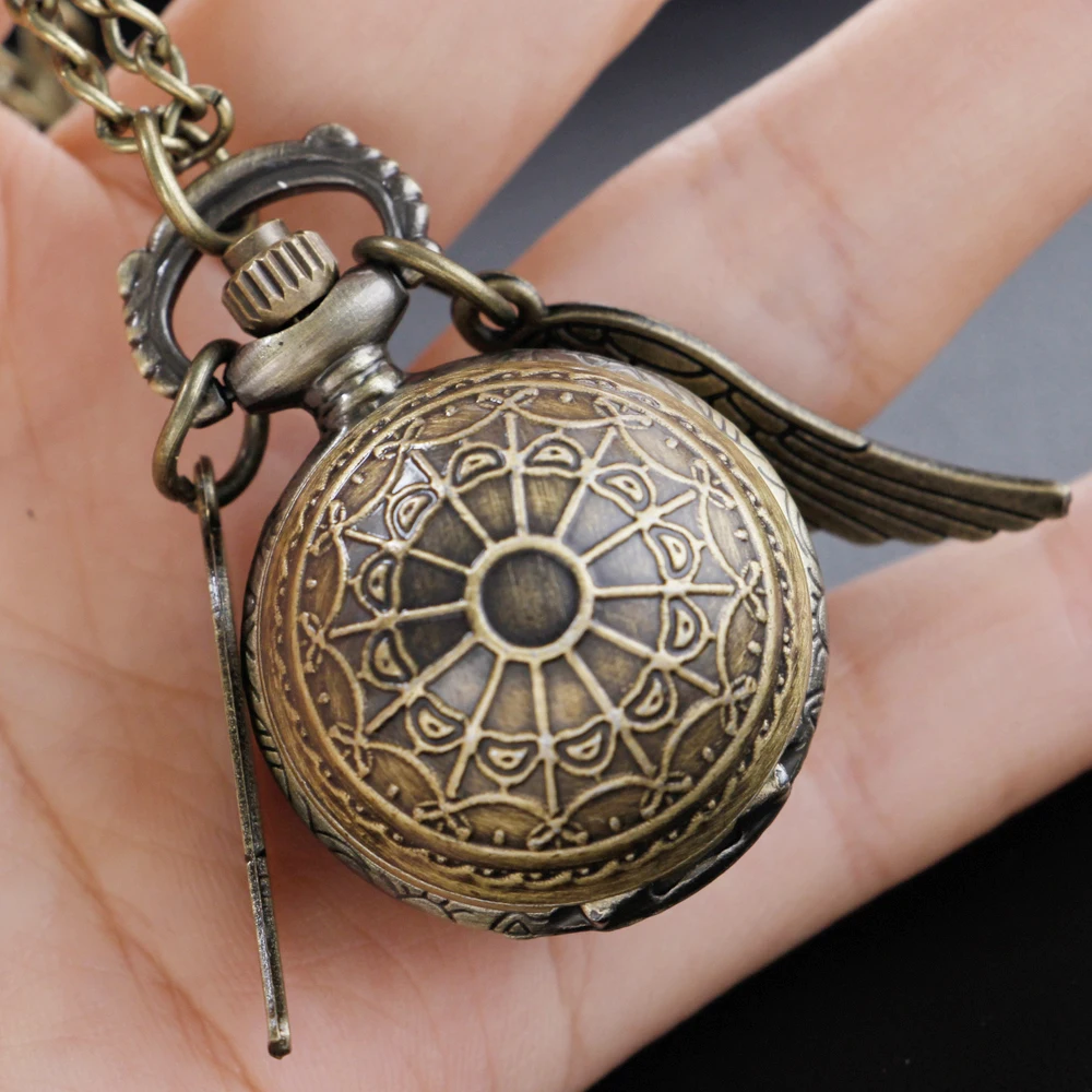 Bronze Fairy Ball Pocket Watch Necklace Steampunk Digital Pendant Chain Clock Fashion Sculpture Women's Men's Gift Cf1122