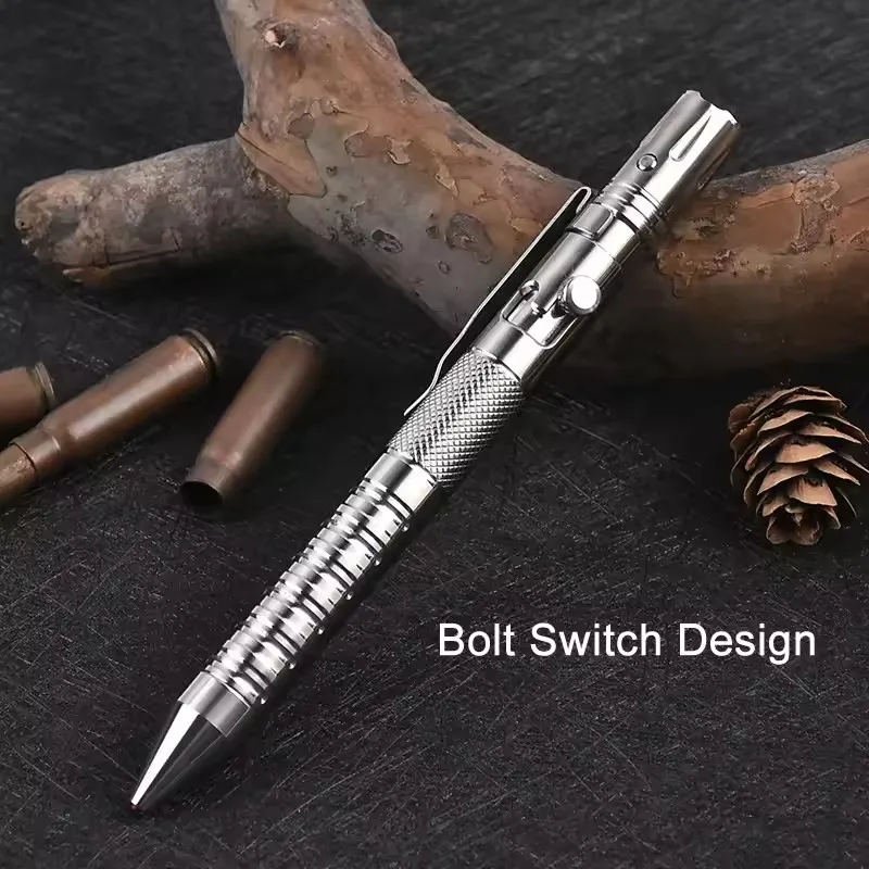 Multi Function Self Defense Titanium Tactical Pen Flashlight Strobe Emergency Window Hammer For Outdoor Survival EDC Tool Gifts