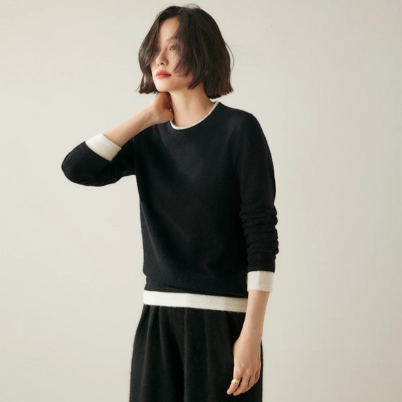 100% Cashmere Sweaters and Pullovers Women Winter Elasticity Soft Warm O-Neck Tops Female Fashion Standard Knit Jumper 4Colors