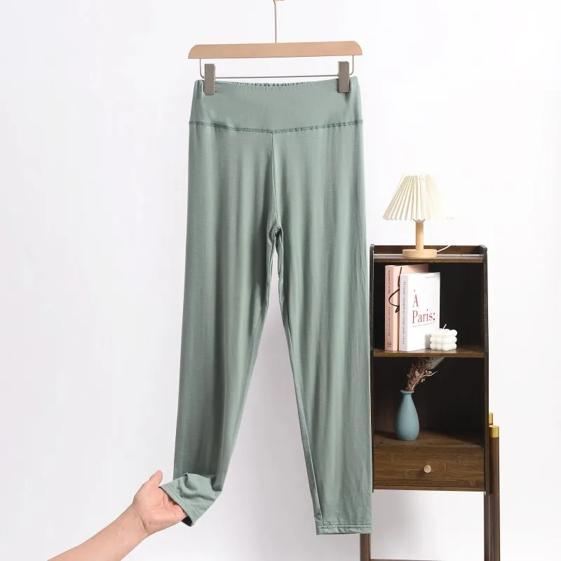 High Waist Modal Base Layer Pants Women's Thin Nine Points Tight Pure Color Autumn Pants Summer Inner Wear Underwear