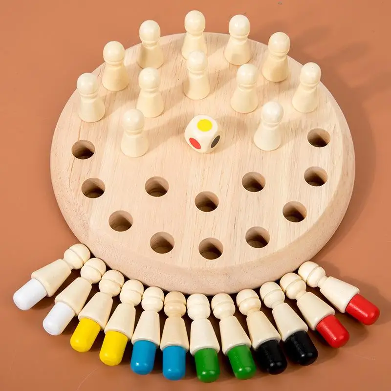 1 Set Match Stick Color Memory Matching Puzzles Parent-Child Interaction Educational Toy Wooden Memory Chess Board Game For Kids