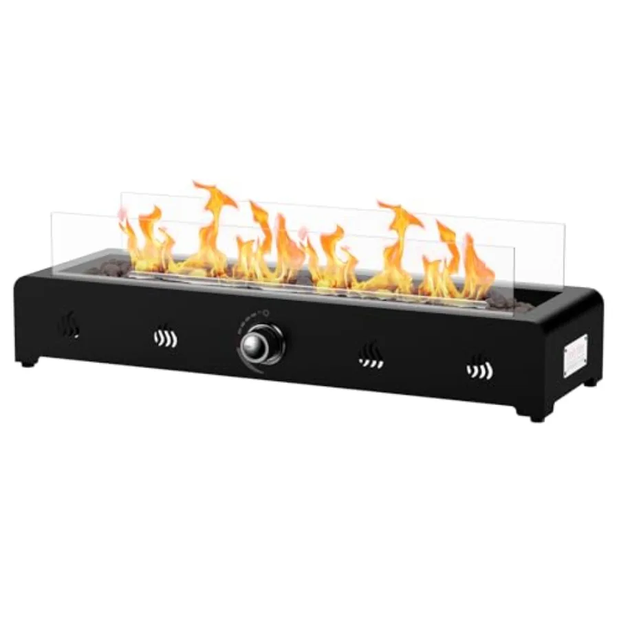 Chimenea rectangular sin humo para exteriores con mesa de chimenea montada en el fondo de gas propano para uso en mesa con orificio para sombrilla g