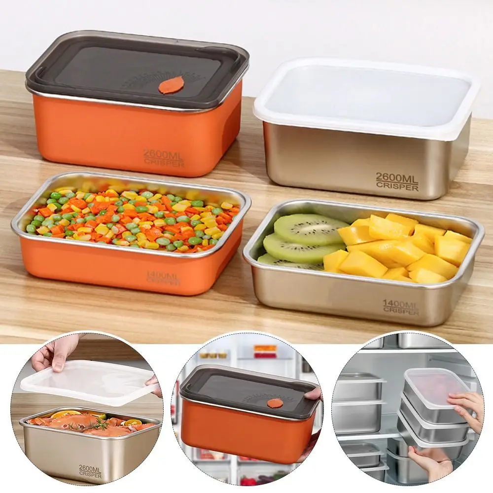 

Plastic Sealed Storage Box Sealed Rectangular 304 Stainless steel Household sealed box with Lid Stackable Trasparent Crisper