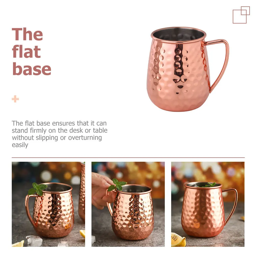 

Кружка-мула из нержавеющей стали, пивная коктейльная чашка, гладкая внутренняя плоская стабильная основа, подходит для офиса, дома, бара, смешанные напитки, металлические напитки