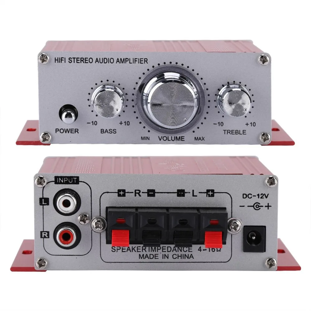 Mini 12V Digital Car Amplifier Stereo Bass 2 Channel Car Stereo Amplifier Red Hifi Audio Amplifier Motorcycle