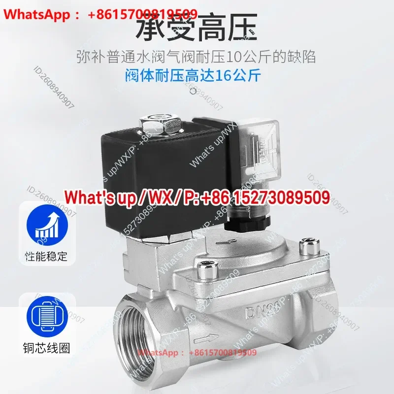 Normally closed pilot-operated 304 stainless steel high-pressure solenoid water valve 220v24v control solenoid valve Yueer