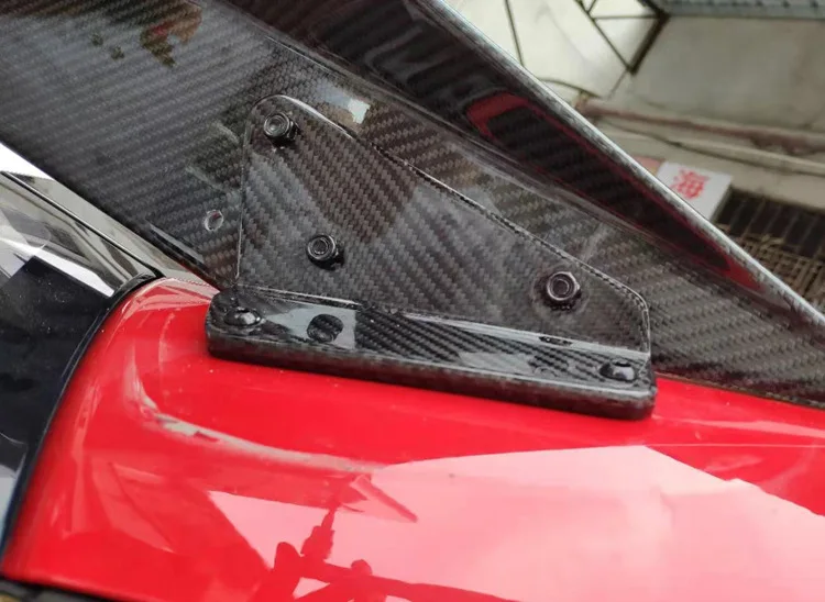 مناسبة لهوندا سيفين سيفيك FK8 نوع R ألياف الكربون الجناح الخلفي تعديل موجين لانهائي سبويلر ثابت الرياح الجناح #4