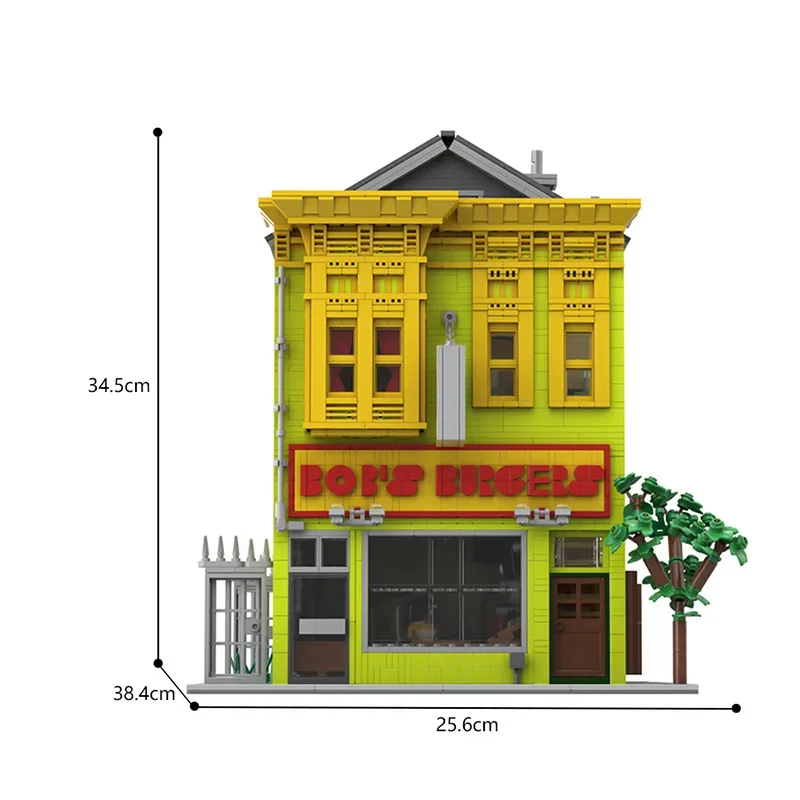 MOC Market Store Burger house Building Block Street View Store Set the Animated series Bobs Burger Tavern Model Toys Kids Gifts