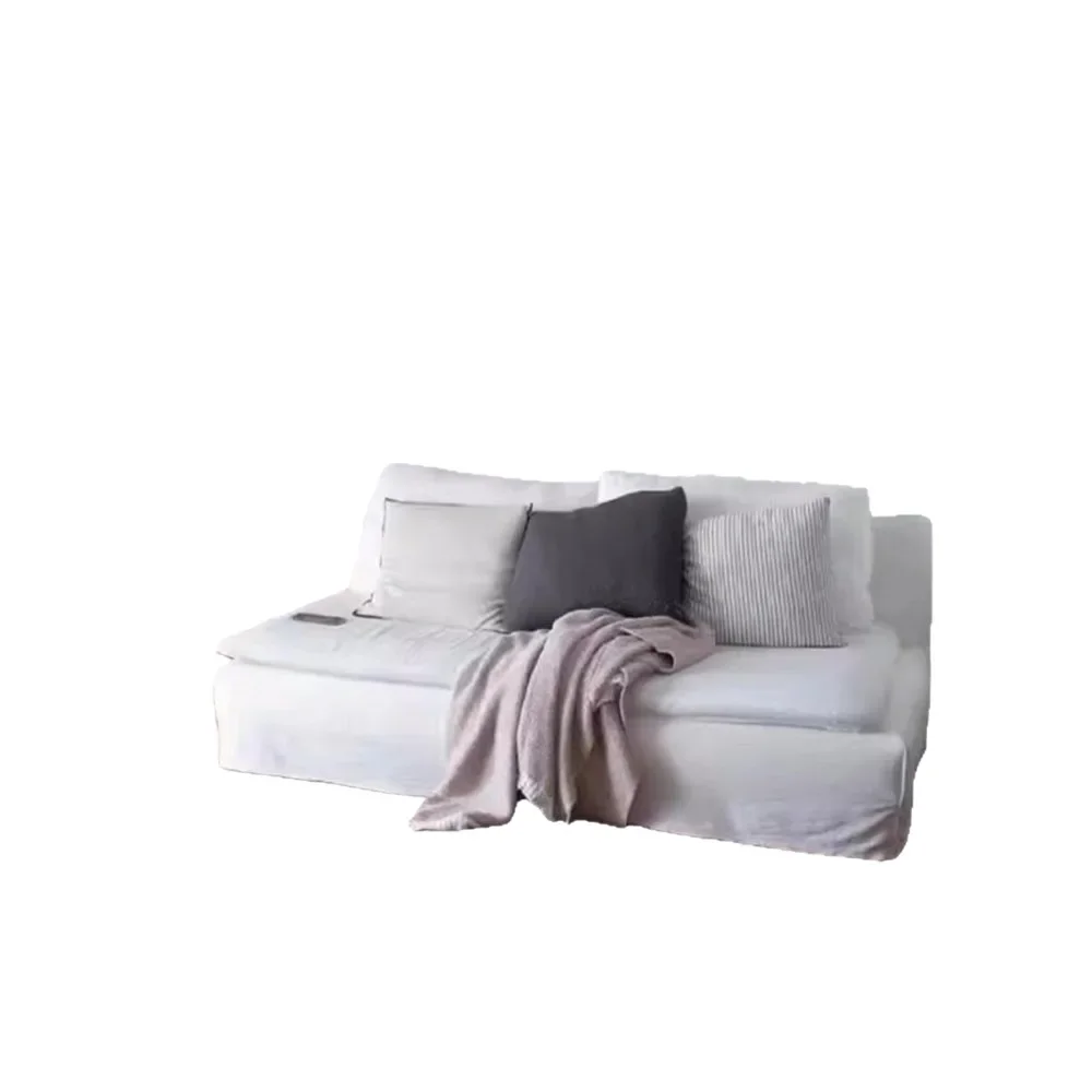 Japanese-style wabi sofa linen fabric removable and washable row without armrests clothing store folk three people