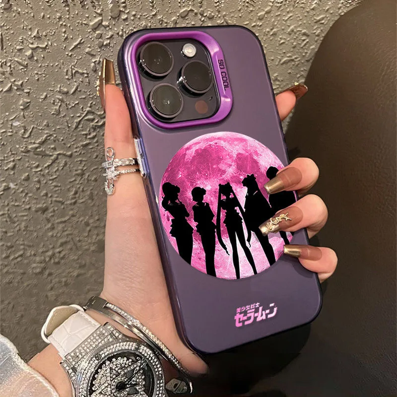 Luxury Lens Circle Case for iPhone 12 Mini 13 Pro 14 Plus 15 Pro Max 11 X XS XR Righteous Sailor Moon Skin Hard TPU Phone Case