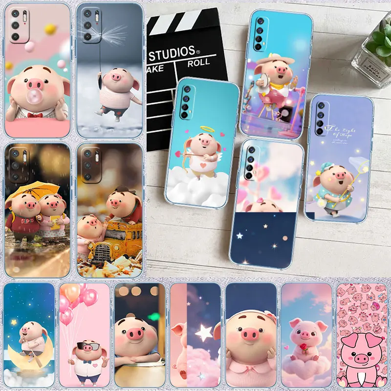 IY20 Little Pig Cartoon Transparent Phone Case for Samsung Galaxy A04 A04S A14 A23 A34 A54 M23 M33 M52 M53