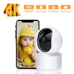 Caméra de Surveillance intérieure WiFi 8MP 4K, Version 2022, 360 ° AI, détection humaine, suivi, Audio bidirectionnel pour bébé/animal domestique