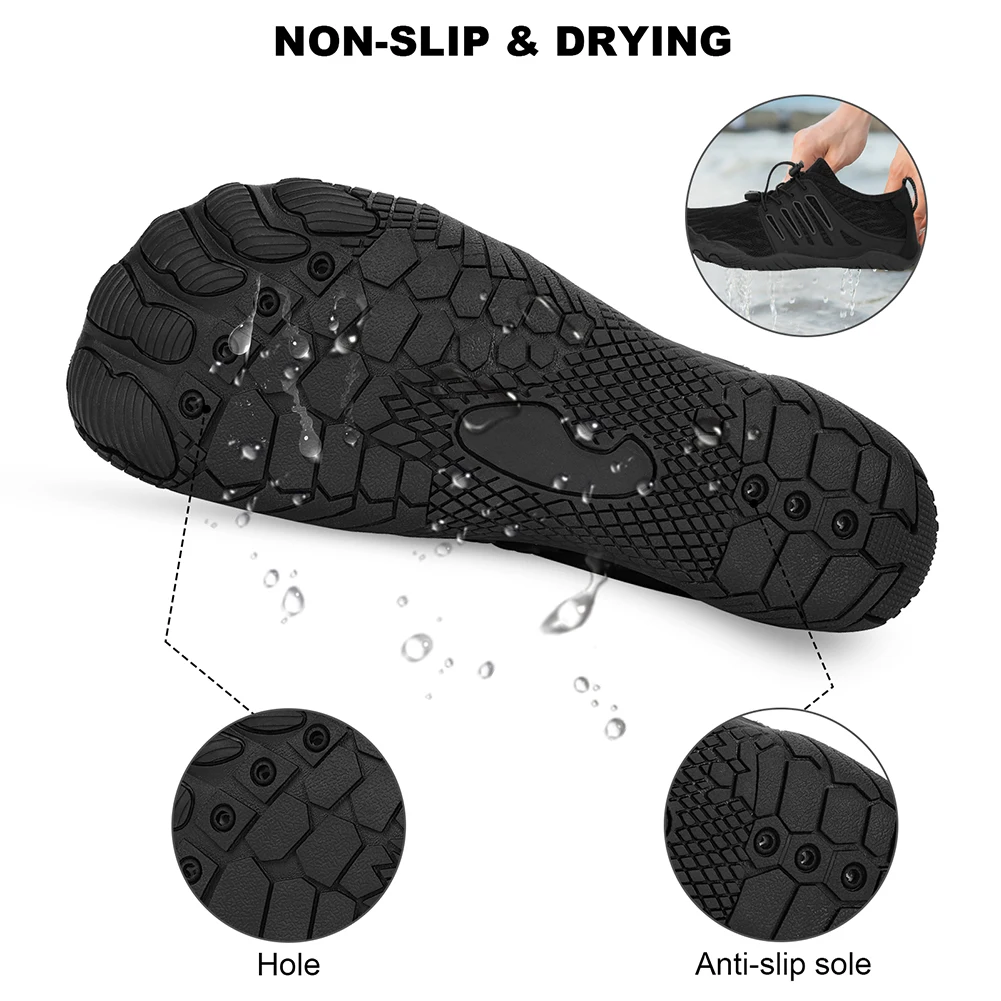 

Unisex Water Shoes Lightweight Aqua Shoes Non Slip Casual Wading Shoes Quick Drying Breathable Gym Sneakers for Water Sports