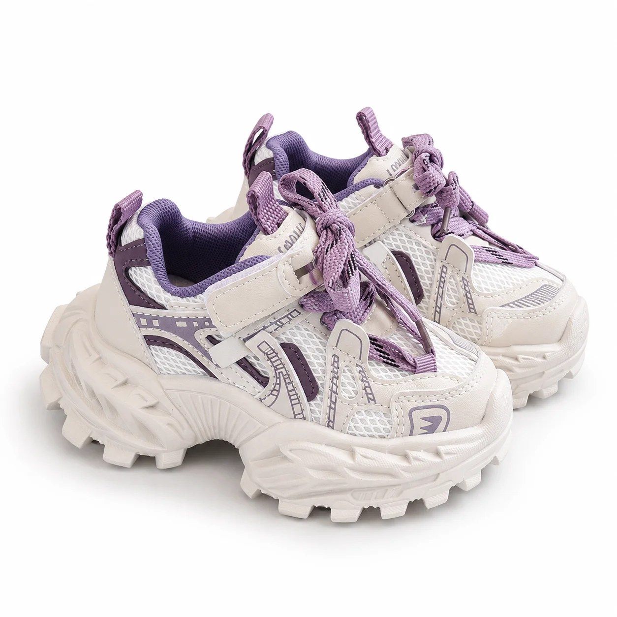 Autumn Sport Shoes For Children PU Leather Mesh Breathable Kid's Sneakers Anti-slippery Outdoor Running Footwear For Boys Girls