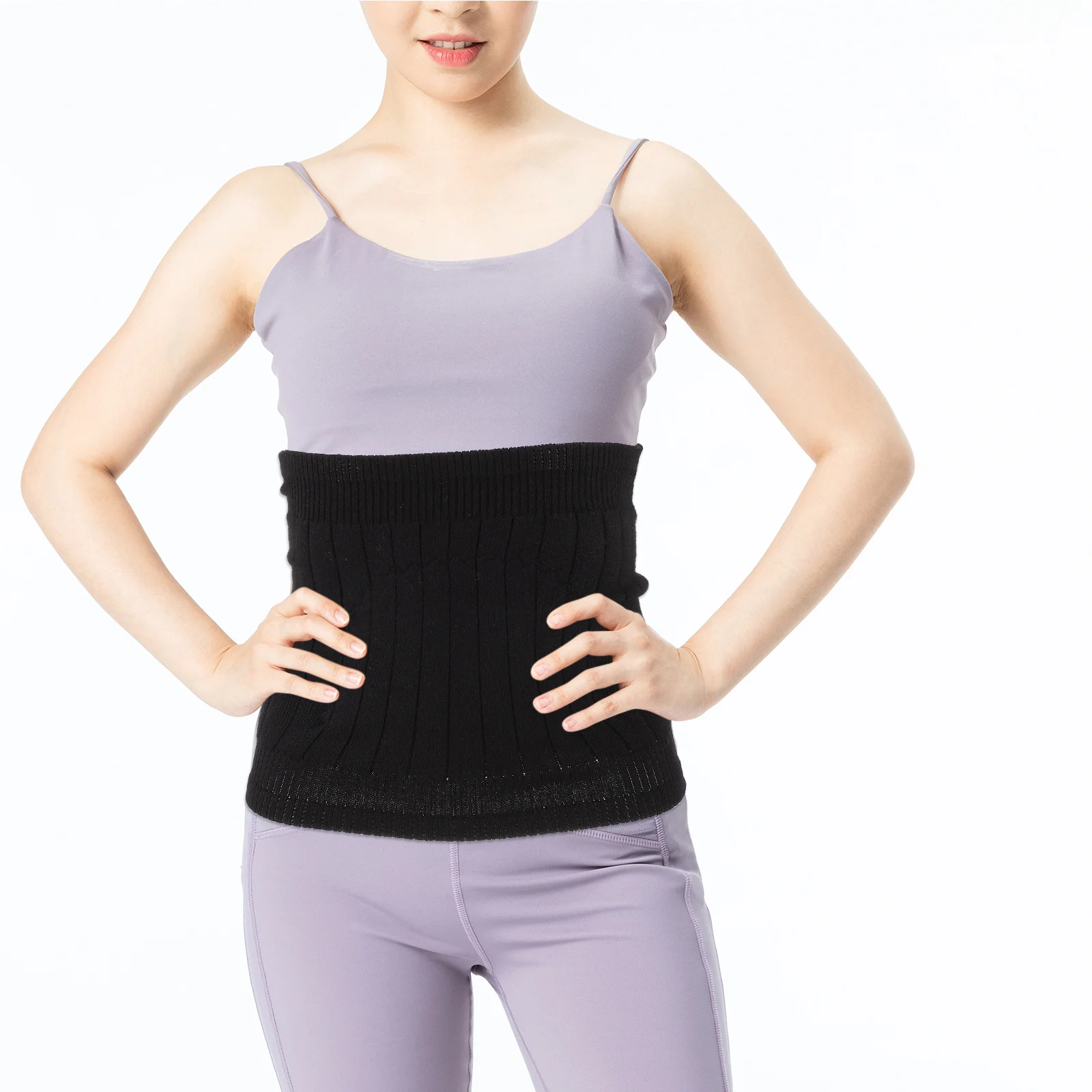 1 قطعة حزام دعم الخصر الكشمير لفصل الشتاء الأسود الدافئ حزام قطني سميكة مريحة للجنسين الخصر التفاف الظهر لتخفيف الآلام