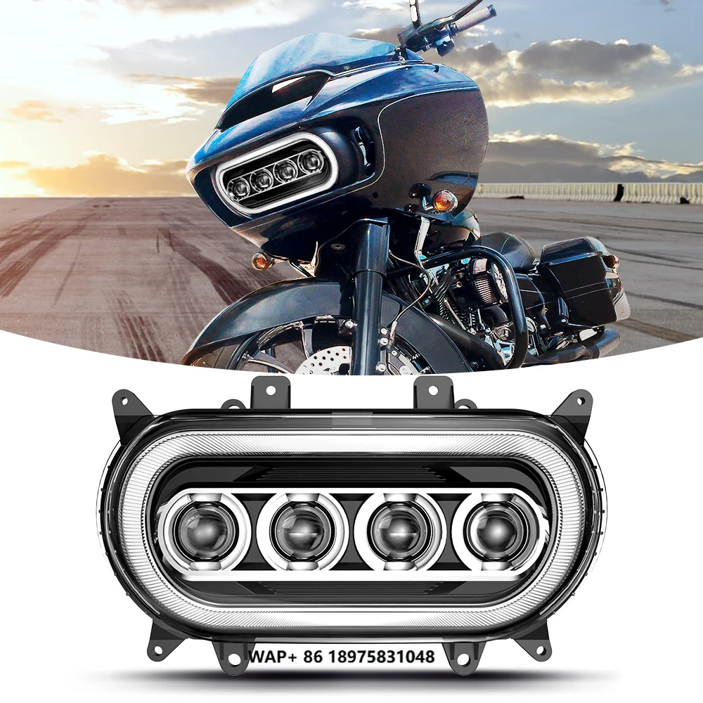

DOT Approved Dual LED Headlight Motorcycle Accessories Headlights for Harley Road Glide White Halo Motorcycle Led Headlamps