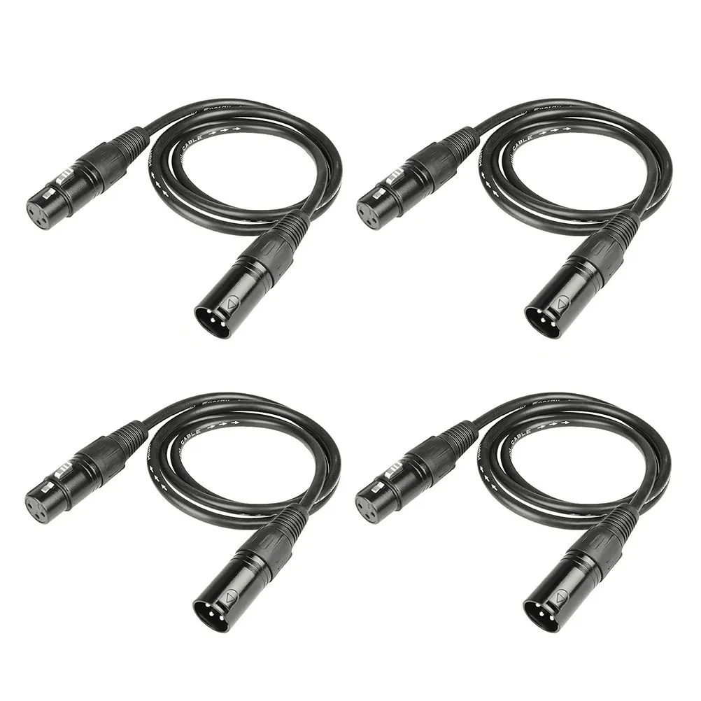4Pcs Dmx512 Cable 3 Pin Xlr M to F Professional Microphone Cord for Digital Audio Dmx Lighting Control Stage Effects Wedding