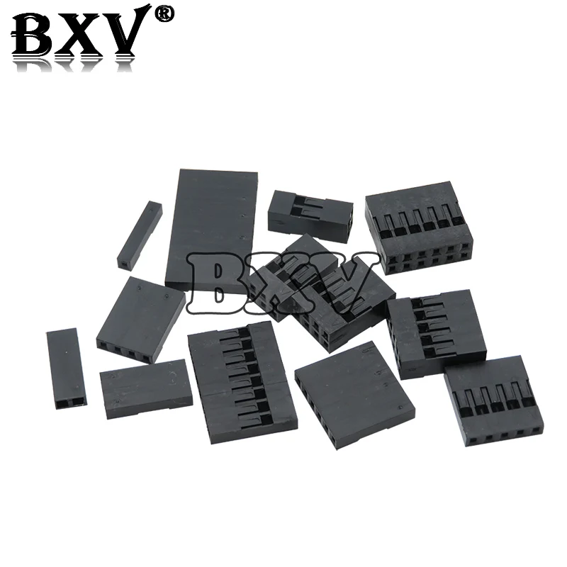 100PCS 2.54mm 1x2P 2x2P 1x3P 2x3P 1x4P 2x4P 1x5P 2x5P 1x6P Plastic For Dupont Jumper Housing Female Pin Connector Wire Cable