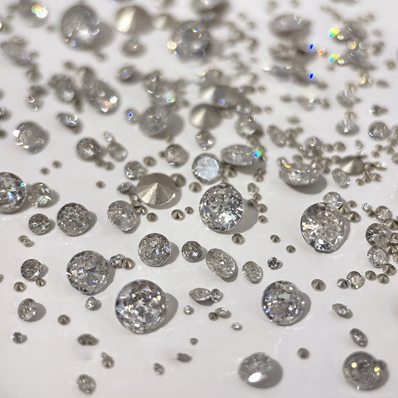 

20/50/100Pcs 1-6mm Round Sparkling Zirconia Pointed Bottom Drill Bottom Rhinestones Nail Art Decoration Manicure Tool Accessory