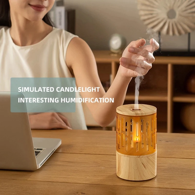 เครื่องพ่นอโรมาเธอราพีขนาดเล็กสำหรับใช้ในบ้านไร้เสียงห้องนอนบรรยากาศแสงเทียนเครื่องพ่นอโรมาเธอราพี