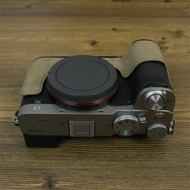

For Sony ILCE-7c2 leather camera bag Accessories protective case a7c2 half set base case