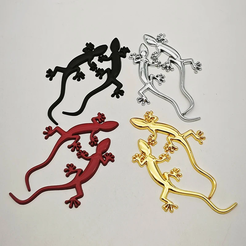 2PCS Metal Car Truck battery-operated motor cycle Motorcycle Sticker Lizard Gecko Decal Badge Emblem Decorative