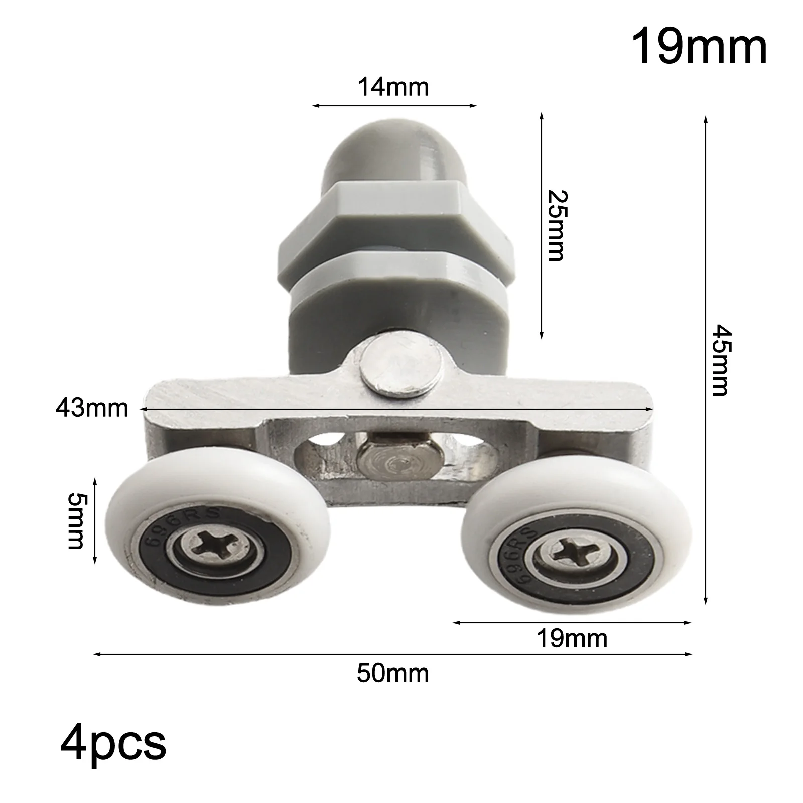 Wheels Shower Door Rollers Sliders Tool Twin Bottom Wear-Resistant 19/23/25/27mm Dia 4pcs Accessories Low-Noise