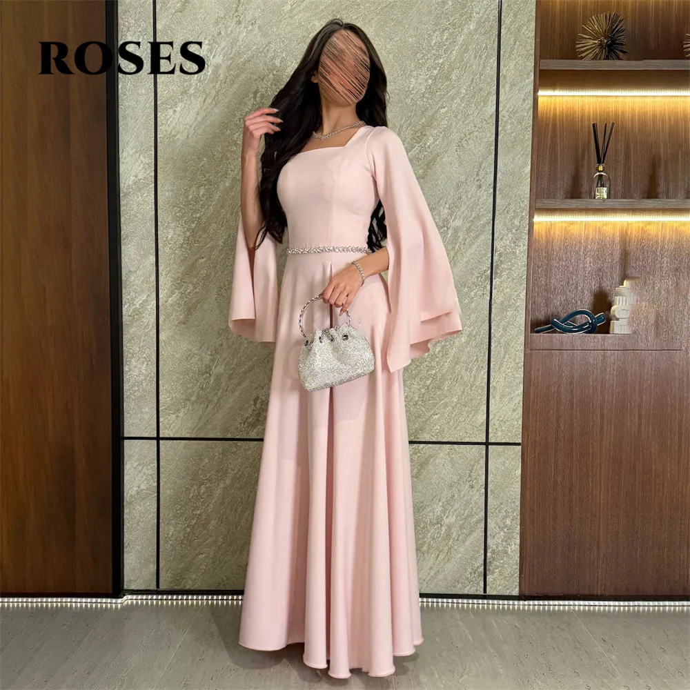 ROSES Saudi-Arabien Rosa Ballkleid, formelles Partykleid mit quadratischem Ausschnitt für Damen, Abendparty-Kleider فسات Mustaة Maßgeschneidert