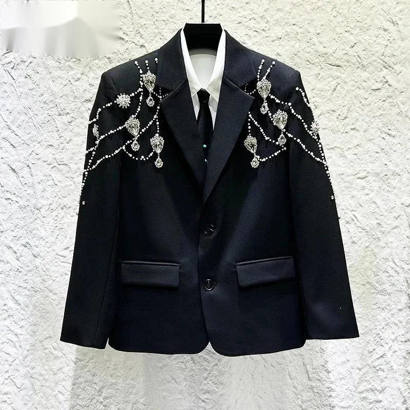 Men'S Fashion X - เสื้อสูทผู้ชายประดับลูกปัด แฟชั่นชุดแสดงโชว์ ฤดูใบไม้ผลิ 2026 ใหม่ หล่อ