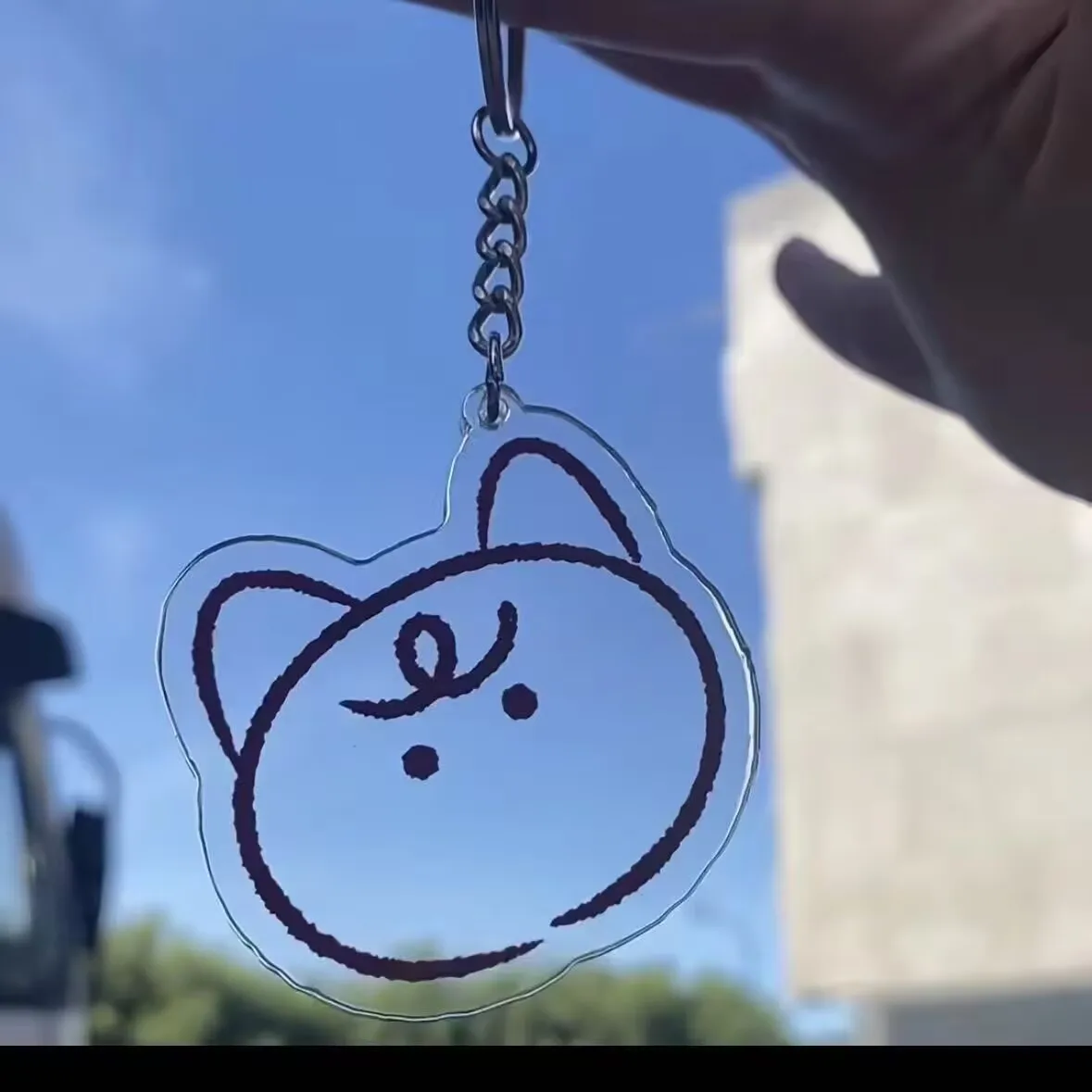 Ciondolo per borsa in acrilico con portachiavi gatto "Love and Deep Space" e "Qin Che", portachiavi carino e creativo come regalo per gli amici