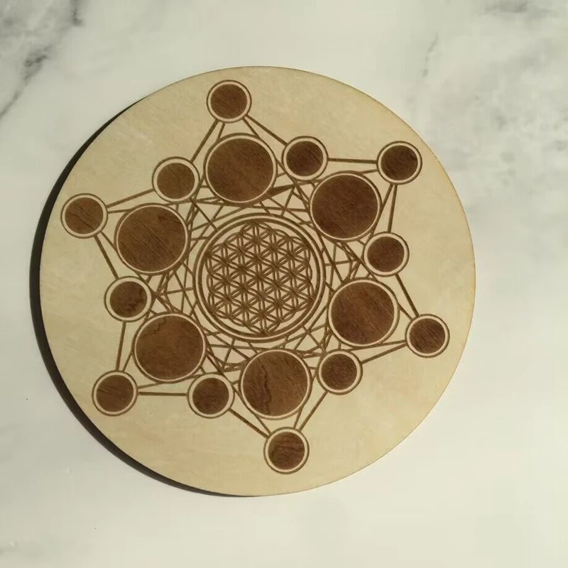 10pcs Wooden Crystal Grid Plate Metaphysical and Spiritual Use Sacred Geometry Crystal Grid Board