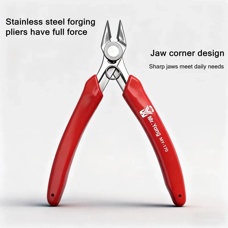 YCS Wire Cutters Electrical Cable Cutting Pliers Anti-Slip Mini Rubber Handle Diagonal Snips Flush Industrial Lock Pliers tools